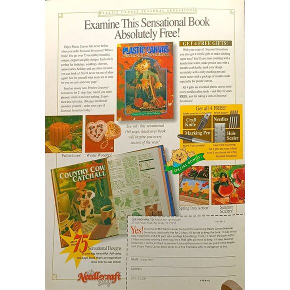 Vintage August September 1995 No. 37 Quick & Easy Plastic Canvas Magazine - Picture 2 of 2